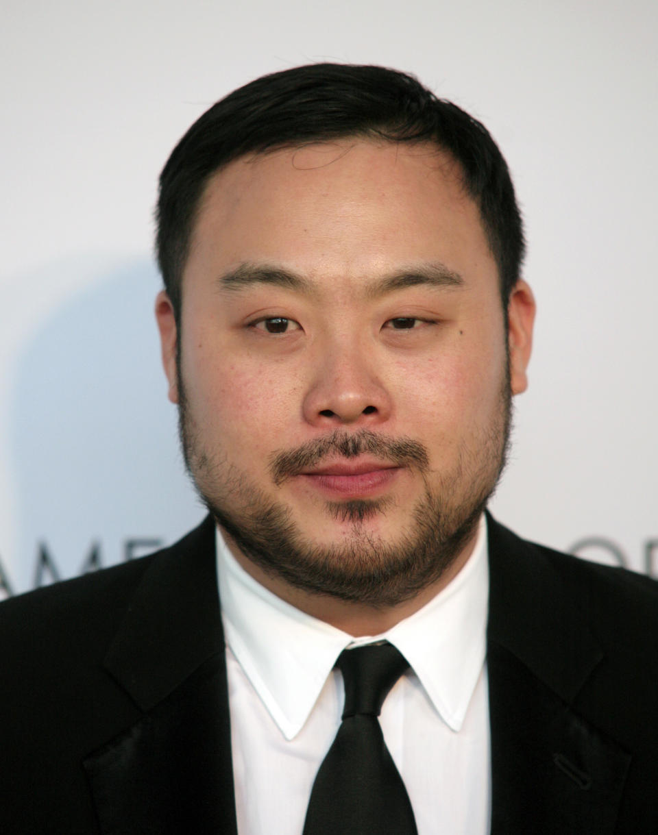 Restaurateur David Chang attends the 2014 James Beard Foundation Awards on Monday, May 5, 2014, in New York. (Photo by Andy Kropa/Invision/AP)