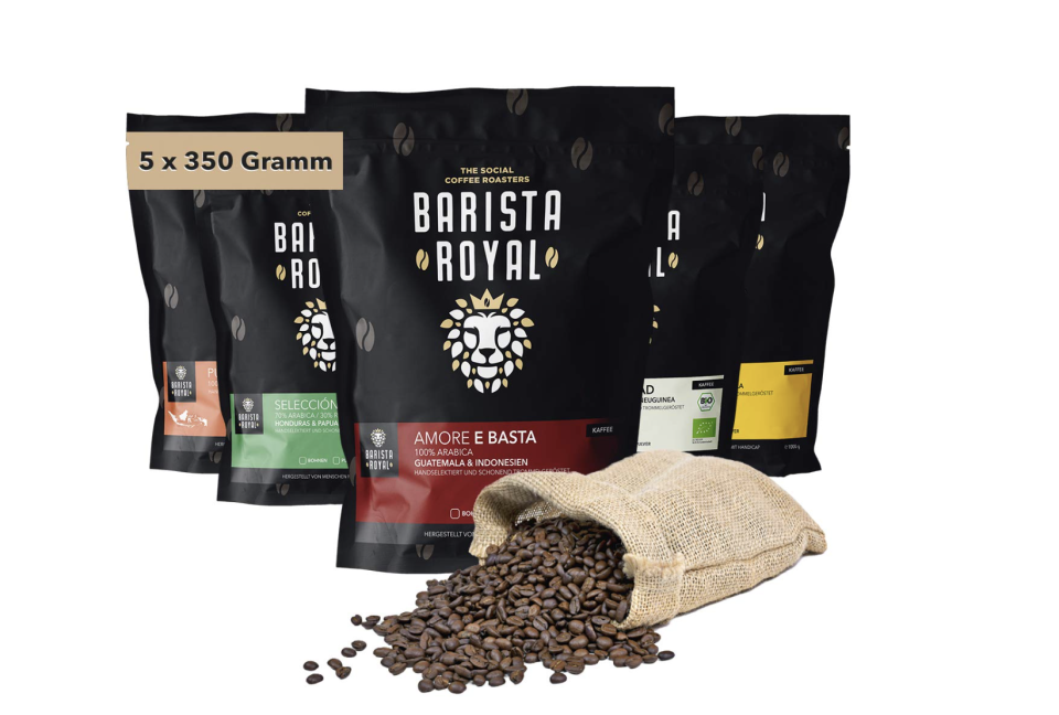 Kaffee Probierset ganze Bohne 5 x 350g | Kaffeebohnen Entdeckerpaket im Geschenkset  (Bild: Amazon)