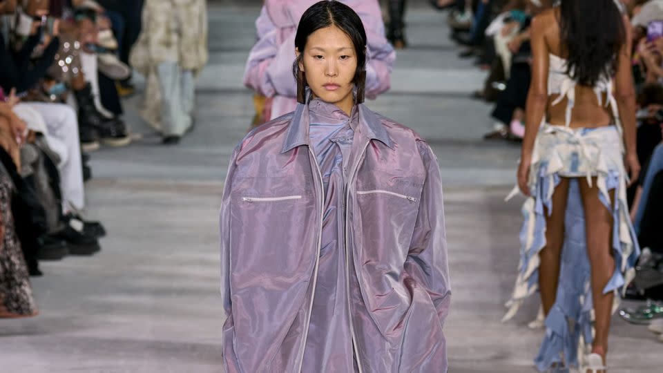 Iridescent taffeta helped achieve the "dark majesty" the designer was reaching for, according to his show notes. - Courtesy Y Project