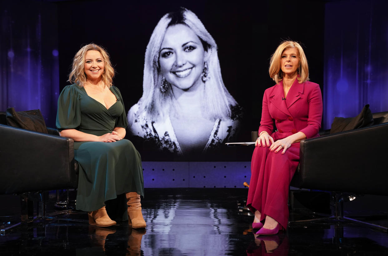 This image and the information contained herein is strictly embargoed until 00.01 Thursday 17th February 2022

From Multistory TV

Kate Garrawayâ€™s Life Stories: Ep3 on ITV and ITV Hub

Pictured: Charlotte Church and Kate Garraway.

This photograph is (C) ITV Plc and can only be reproduced for editorial purposes directly in connection with the programme or event mentioned above, or ITV plc. Once made available by ITV plc Picture Desk, this photograph can be reproduced once only up until the transmission [TX] date and no reproduction fee will be charged. Any subsequent usage may incur a fee. This photograph must not be manipulated [excluding basic cropping] in a manner which alters the visual appearance of the person photographed deemed detrimental or inappropriate by ITV plc Picture Desk.  This photograph must not be syndicated to any other company, publication or website, or permanently archived, without the express written permission of ITV Picture Desk. Full Terms and conditions are available on the website www.itv.com/presscentre/itvpictures/terms

For further information please contact:
james.hilder@itv.com / 0207 157 3052