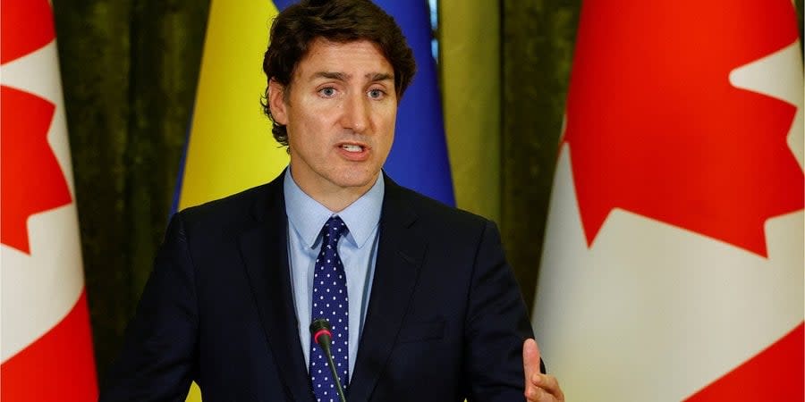 Justin Trudeau at a press conference with Volodymr Zelenskyy in Kyiv, June 10, 2023