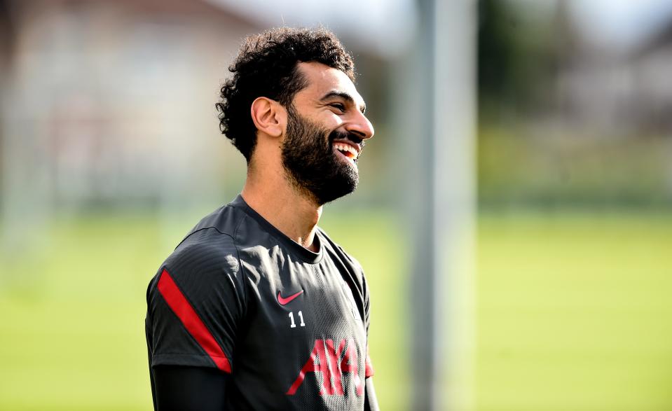 Mohamed Salah in Liverpool training this week (Getty)