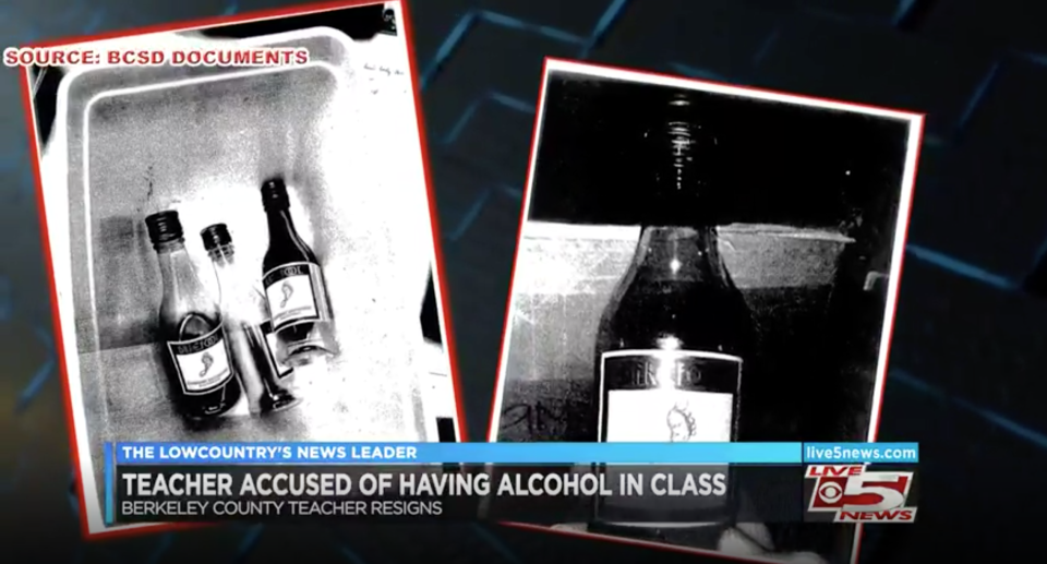 A teacher at Hanahan Middle School in South Carolina, who has resigned, allegedly hid wine bottles in her classroom closet. (Image: WCSC)