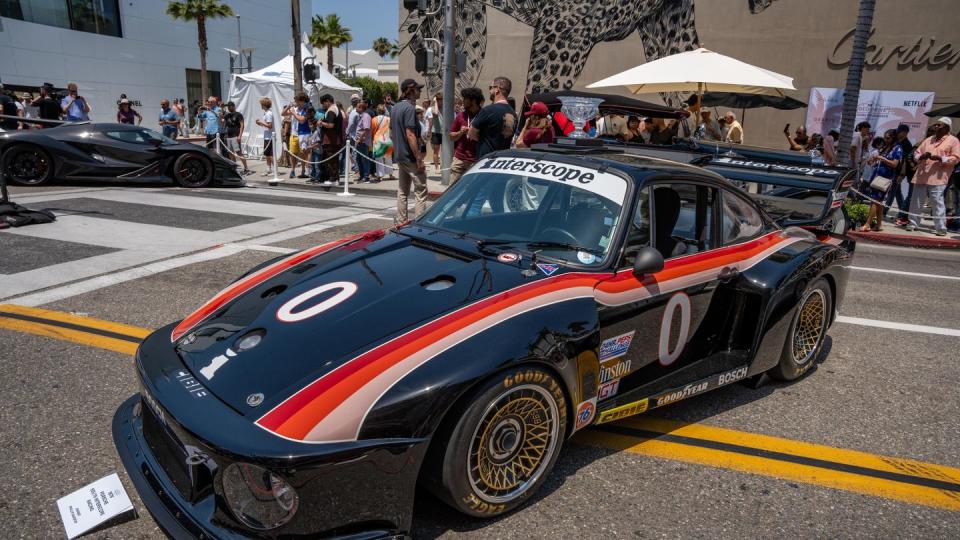 a race car parked on the street