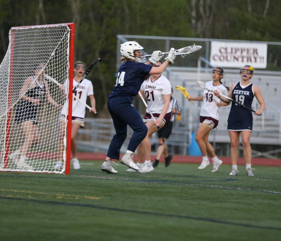 Exeter High School goalie Grace Martin had seven saves in Monday's loss to Portsmouth