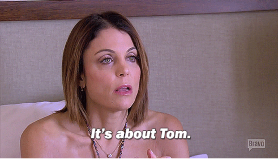 bethenny frankel from RHONY saying, "It's about Tom."