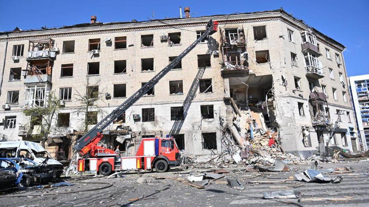 Aftermath of airstrike on Kharkiv. Photo: Telegram of Oleg Sinehubov