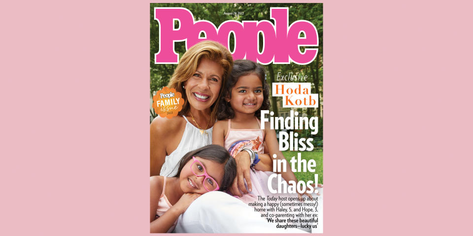 Hoda Kotb posed on the over of People with her daughters, Haley and Hope. (People)