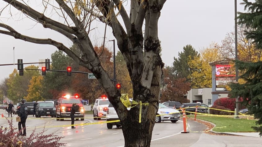 Police officers respond to a shooting in Boise.