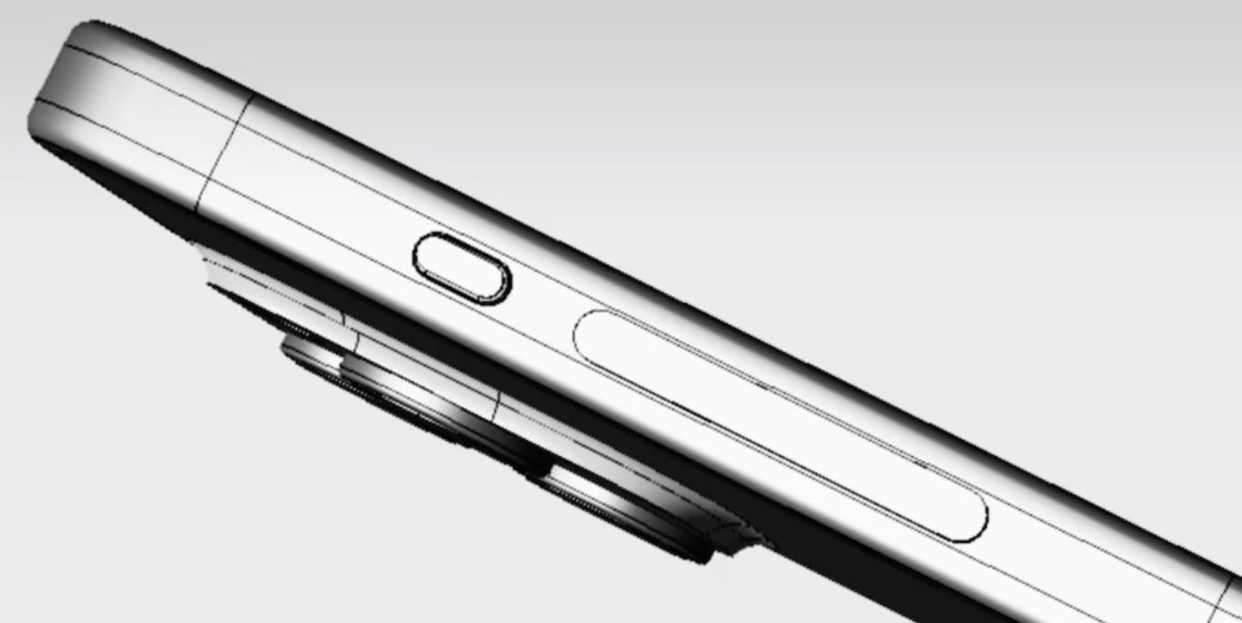  an image of an iPhone 15 Pro render and claimed solid-state buttons 