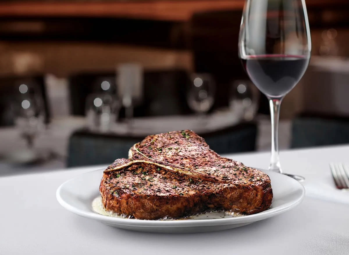 ruth's chris t-bone and red wine