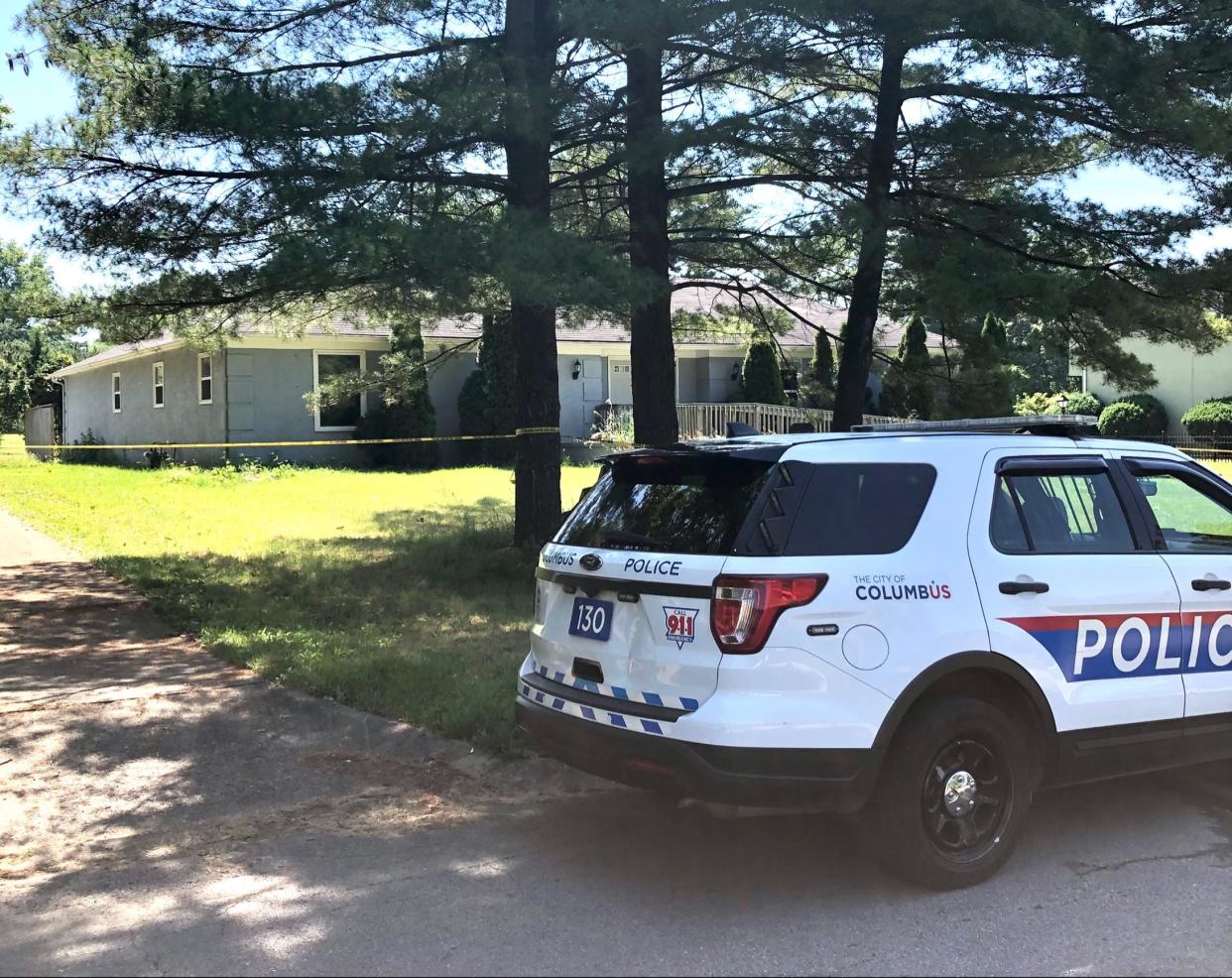 Police at the scene of a double drowning that involved a brother and sister, ages 2 and 4, in 900 block of Walnut Hill Park Drive.