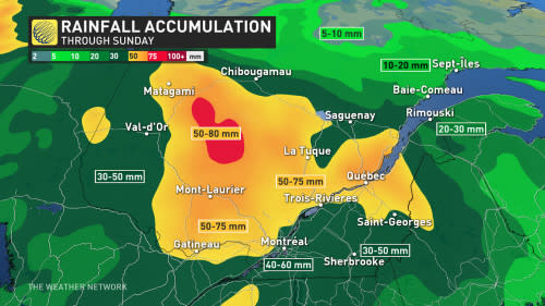 Ontario Quebec rainfall amounts through weekend June 6 2024