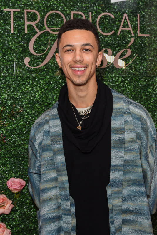 Dominique Columbus attends Chris Harrison's Seagram's Tropical Rosè launch party on March 11, 2020, in Los Angeles.<p>Presley Ann/Getty Images</p>