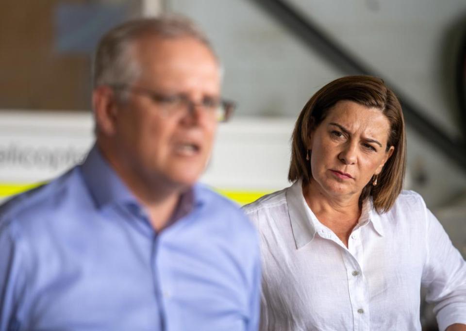 The LNP leader, Deb Frecklington, and the prime minister, Scott Morrison