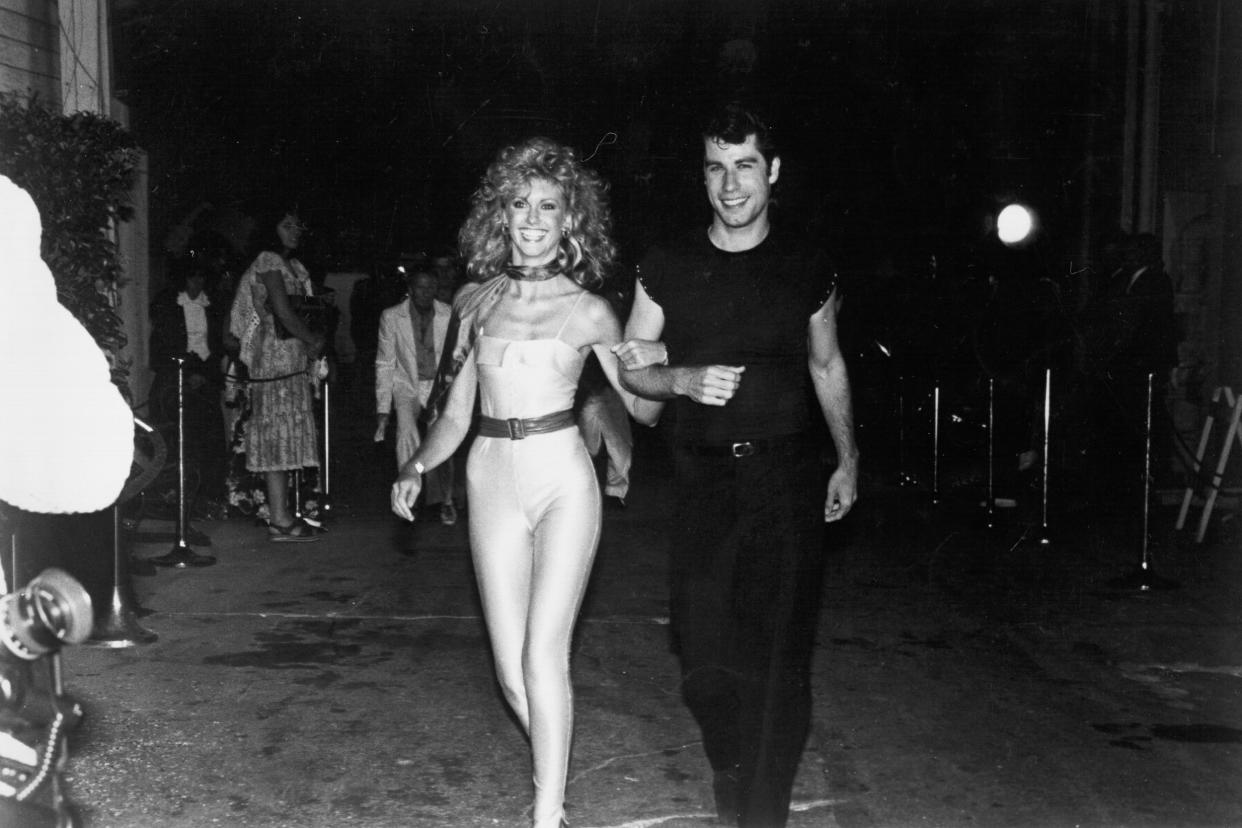 Olivia Newton-John and John Travolta attend the premiere of the film 'Grease', 1978. (Michael Ochs Archives / Getty Images)