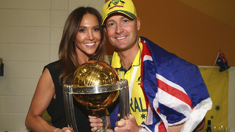 Michael and Kyly Clarke, pictured here at the 2015 Cricket World Cup.