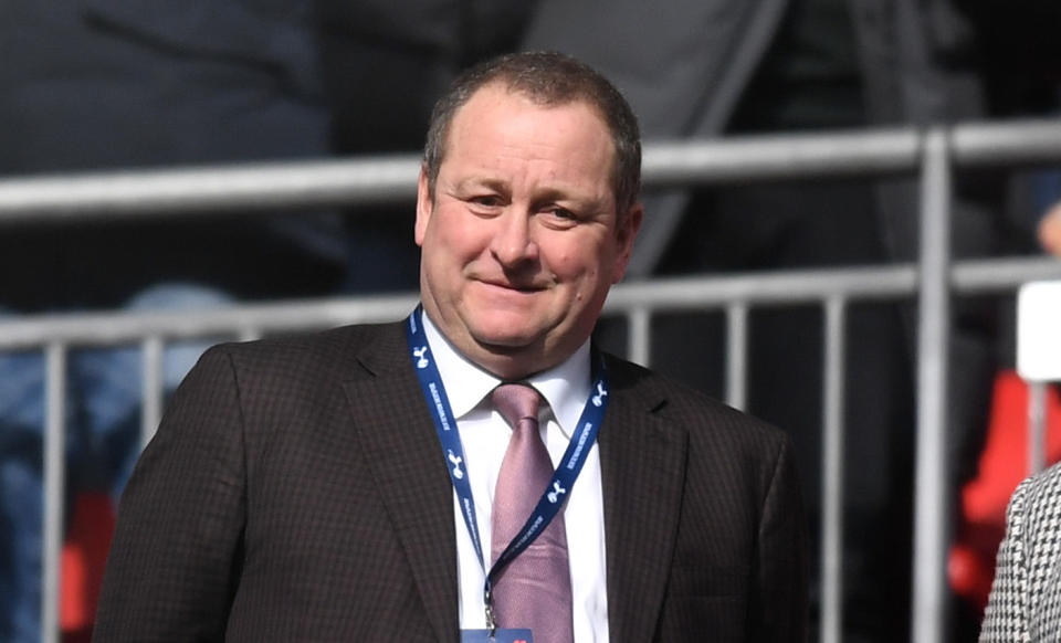 Mike Ashley looks on prior to a Premier League match between Tottenham Hotspur and Newcastle United at Wembley Stadium. Photo: Michael Regan/Getty Images