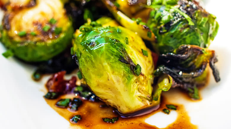 Brussels sprouts with soy sauce and chili