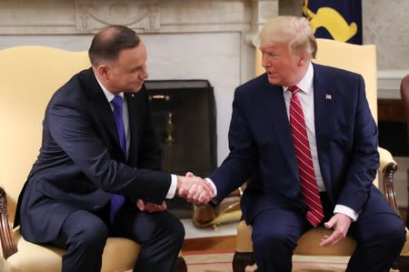 U.S. President Trump welcomes Poland's President Duda at the White House in Washington