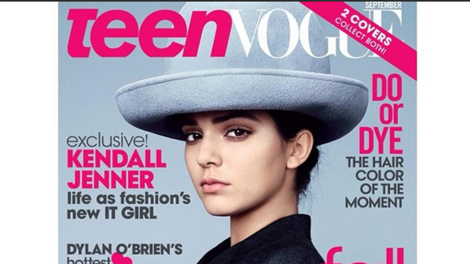 Mit grauem Hut posierte Kendall Jenner für die "Teen Vogue"