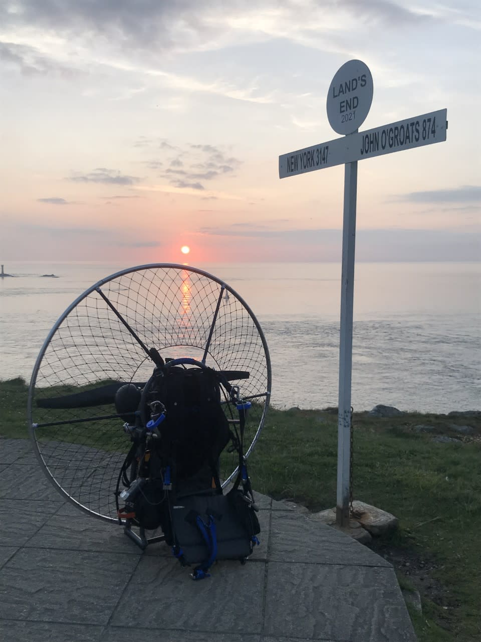 The paramotor at Land's End (Daniel Jones/PA)