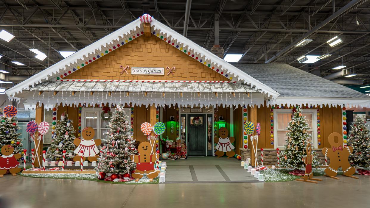 Hartville Hardware team members transformed the iconic Idea House into a gingerbread house.