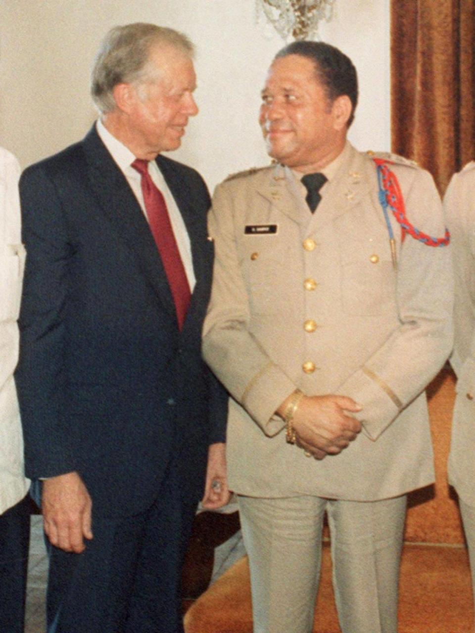 Meeting Jimmy Carter in Port-au-Prince in 1987 (Getty)