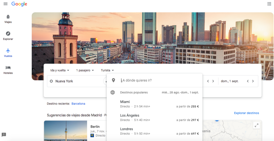 Google Flights se compromete, con algunas restricciones, a devolver al usuario la diferencia si el vuelo reservado con ellos baja de precio antes de la salida. (Foto: Captura de Google Flights)