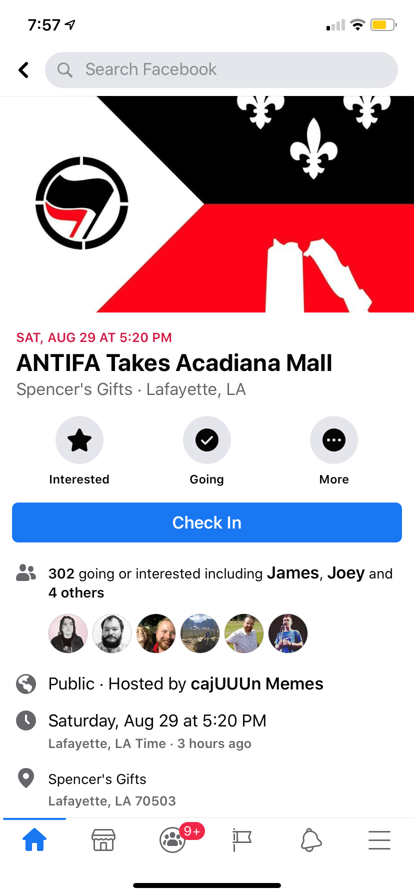 A Facebook event, organized by John Merrifield, noted "ANTIFA Takes Acadiana Mall," a couple of hours before mall security shut stores down and sent customers home.  Merrifield said the event was fake, promoted to bring attention to how police treat minorities.