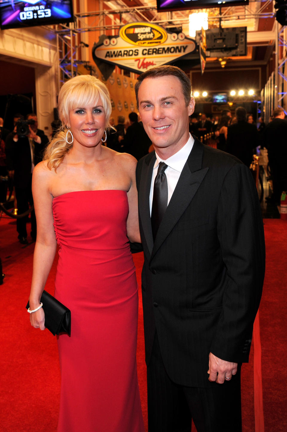 LAS VEGAS, NV - DECEMBER 02: Driver Kevin Harvick (R) and his wife DeLana (L) attend the NASCAR Sprint Cup Series Champion's Week Awards Ceremony at Wynn Las Vegas on December 2, 2011 in Las Vegas, Nevada. (Photo by Ethan Miller/Getty Images)