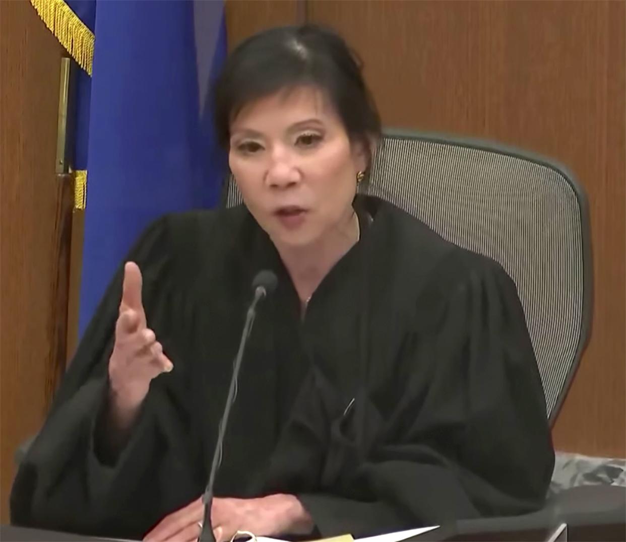 In this screen grab from video, Hennepin County Judge Regina Chu presides over court Wednesday in the trial of former Brooklyn Center police Officer Kim Potter.