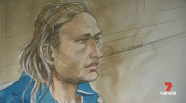 The court sketch of father-of-two Craig Lambkin. Source: 7 News