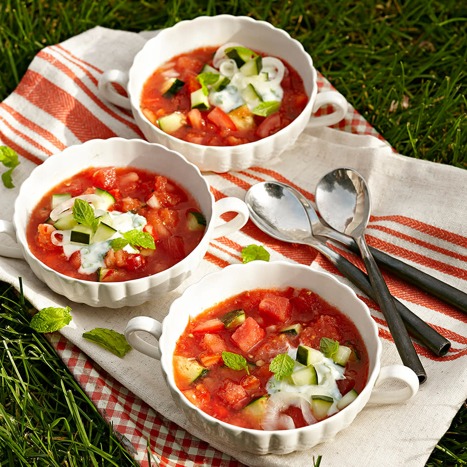 Summer Fresh Gazpacho with Cucumber Topping