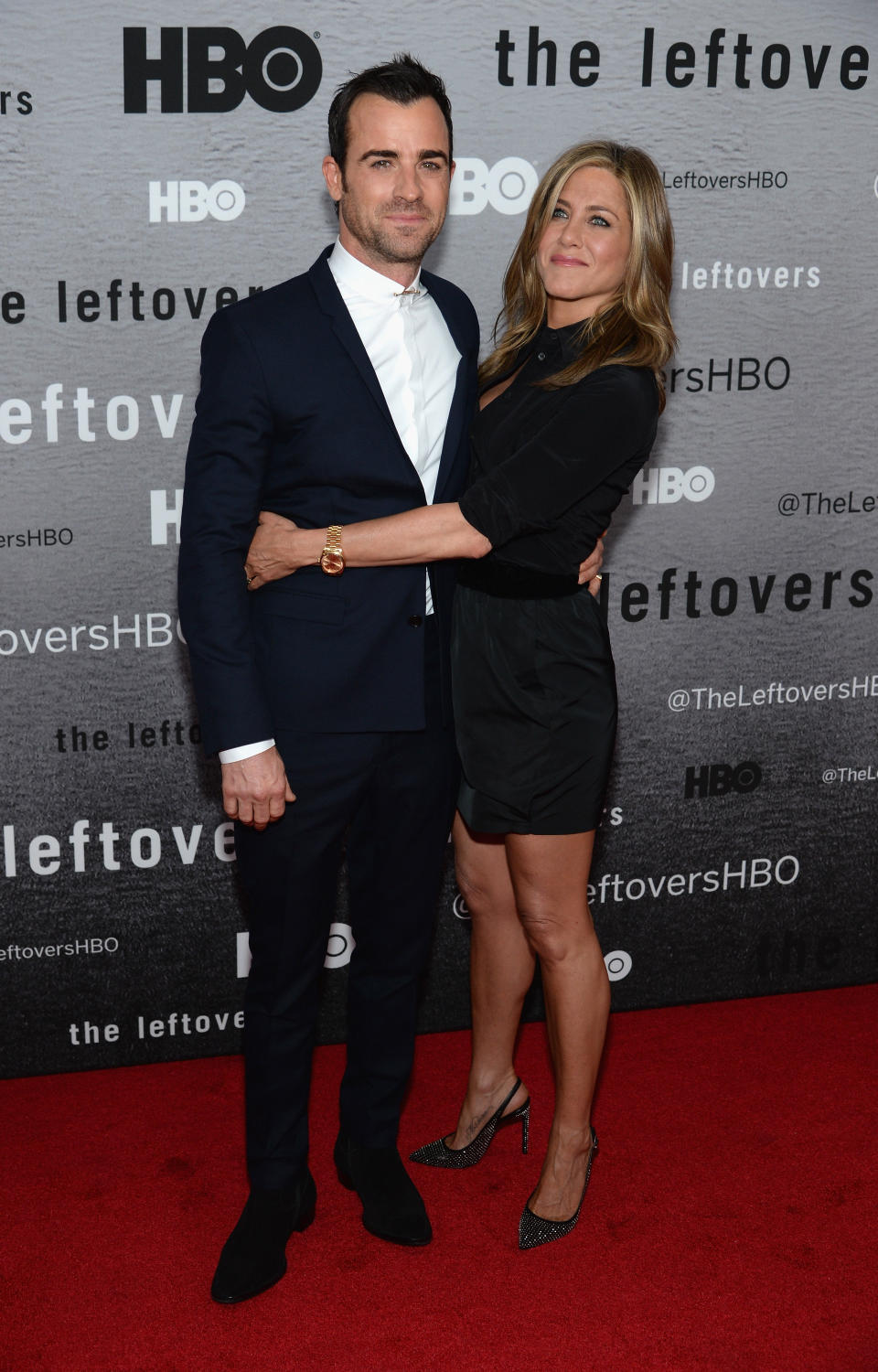 Actors Justin Theroux and Jennifer Aniston attend 'The Leftovers' premiere at NYU Skirball Center on June 23, 2014 in New York City.