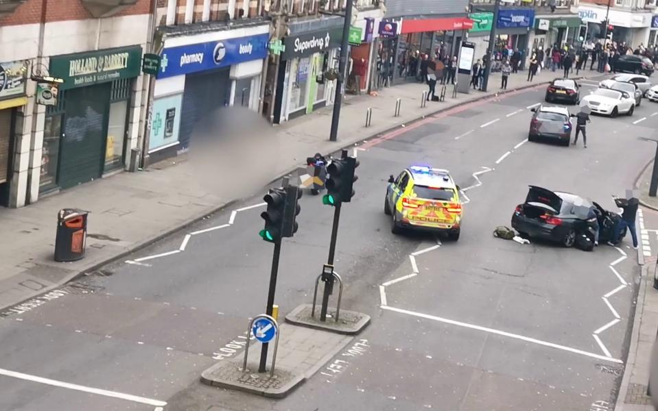 Armed officers at the scene of the Streatham attack in 2020