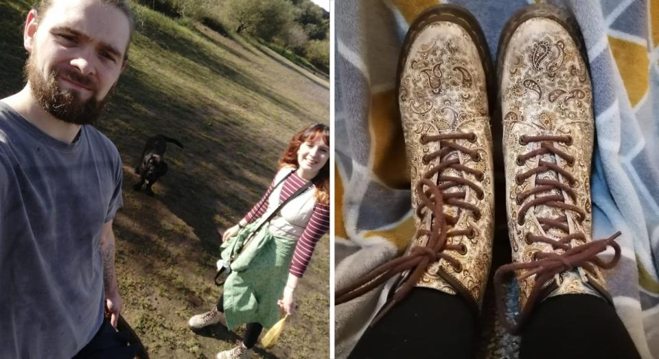 Bray with her boyfriend Dan Durrance, who thrifted her a pair of Dr. Martens (PA)