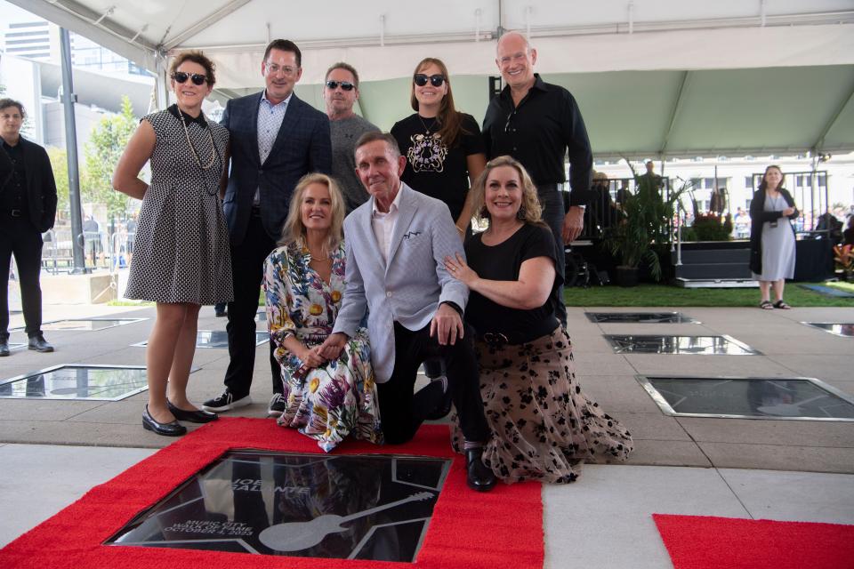 Former record-label executive for RCA Joe Galante poses for a photo with his family after his Walk of Fame star is unveiled during the Music City Walk of Fame Induction Ceremony in Nashville, Tenn., Wednesday, Oct. 4, 2023.