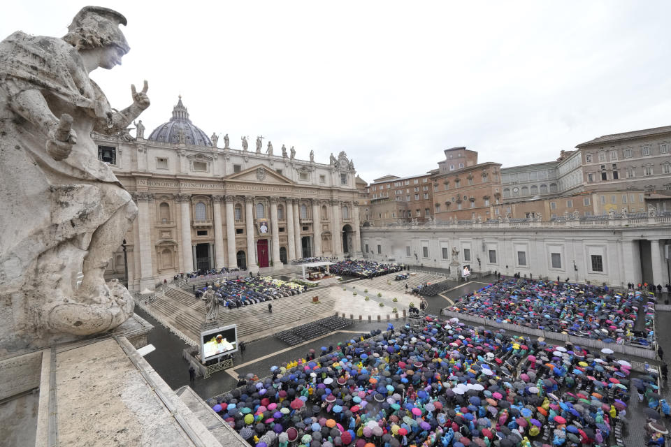 A view of St. Peter's Square during the beatification ceremony of late Pope John Paul I led by Pope Francis at the Vatican, Sunday, Sept. 4, 2022. (AP Photo/Andrew Medichini)