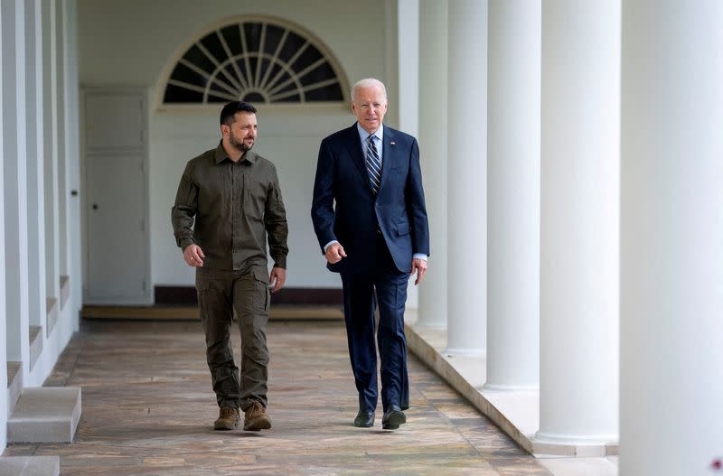 FILE PHOTO: Ukrainian President Volodymyr Zelenskiy meets with President Joe Biden at the White House in Washington