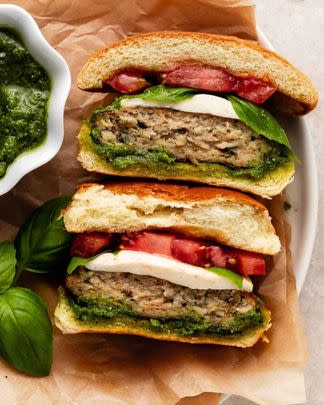 Caprese Pesto Chicken Burgers