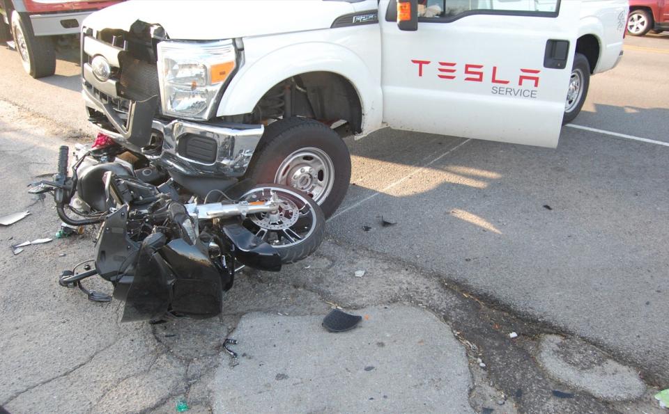 On April 25, 2017, a pickup truck driven by a Tesla employee struck a motorcyclist on Rockville Road. A Marion County jury this week awarded the estate of the man, who survived, $42 million.