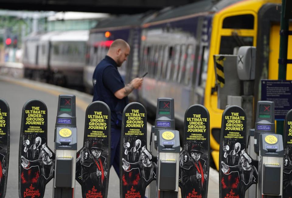 Ticket barriers at Waverley station in Edinburgh (Andrew Milligan/PA) (PA Wire)