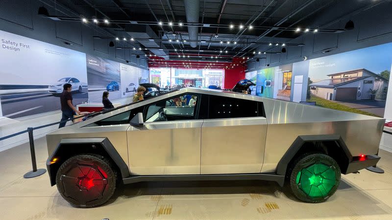 Tesla Cybertruck on display at Tesla store in California