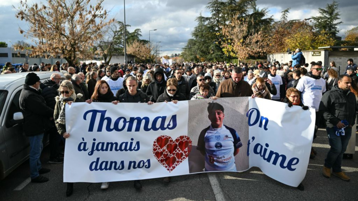  A march takes place in tribute to Thomas, a teenager who was killed in Romans-sur-Isère in November. 
