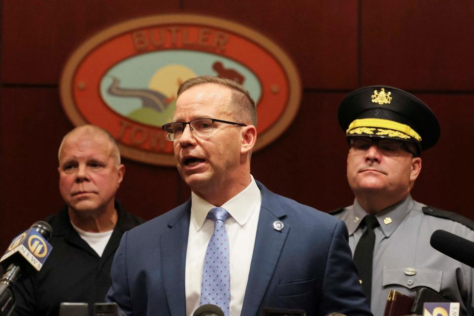 Kevin Rojek, special agent in charge of the FBI Pittsburgh field office, speaks at a press conference after Republican presidential candidate and former US President Donald Trump was injured when shots were fired during a campaign rally.