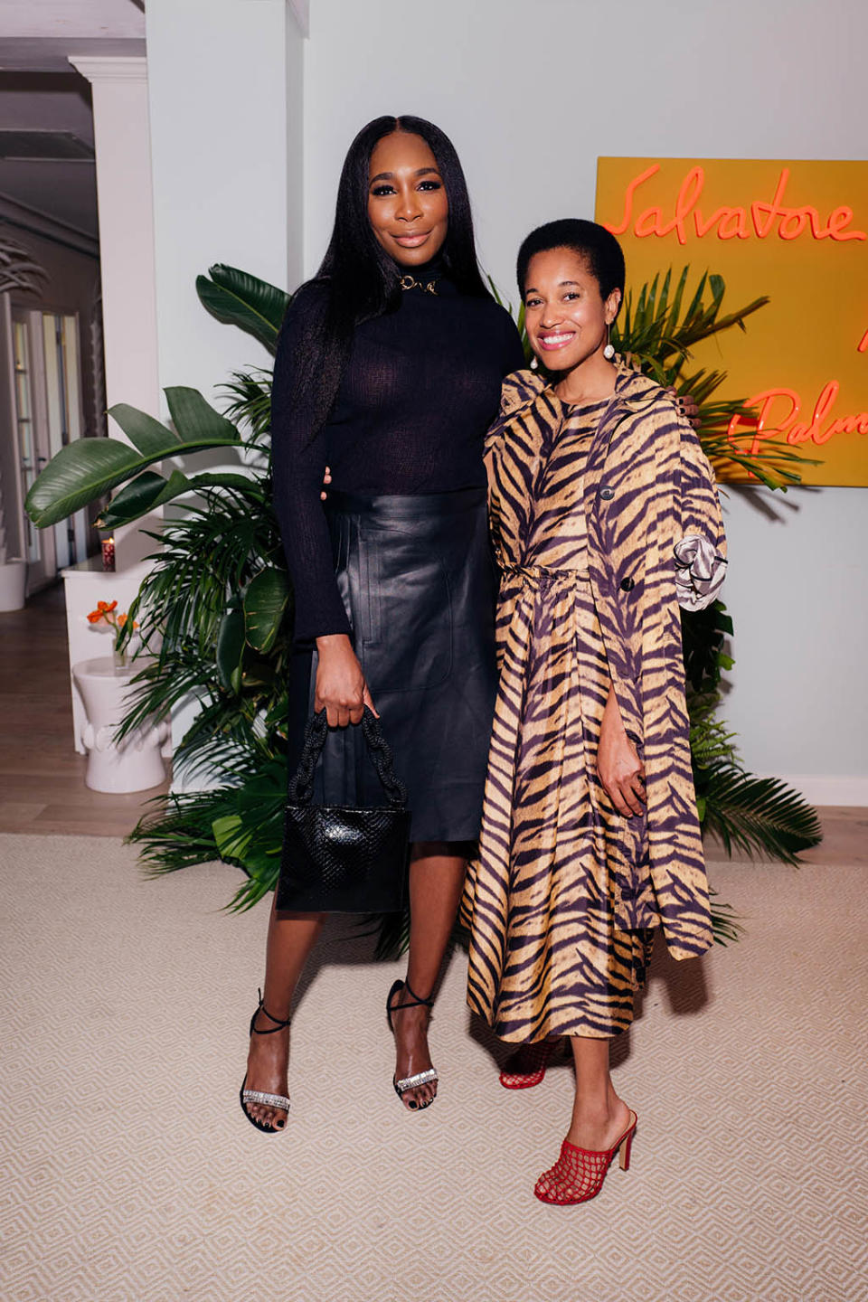 (L-R) Venus Williams and Tamu McPherson at the reopening of Salvatore Ferragamo in Palm Beach, Florida on May 11, 2022.