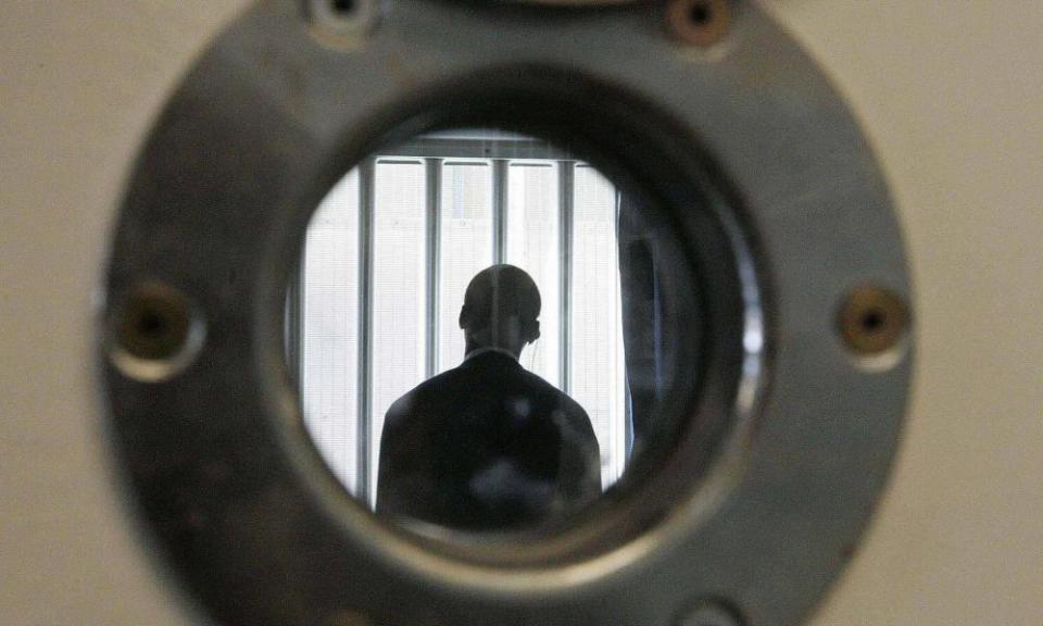 A security guard at the Colnbrook immigration removal centre near London’s Heathrow Airport