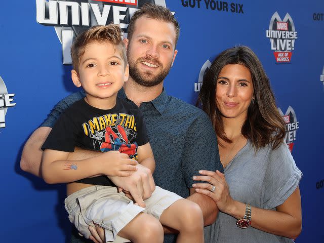 <p>Ari Perilstein/Getty</p> Cutter Dykstra, Jamie-Lynn Sigler, and their son Beau in 2017.