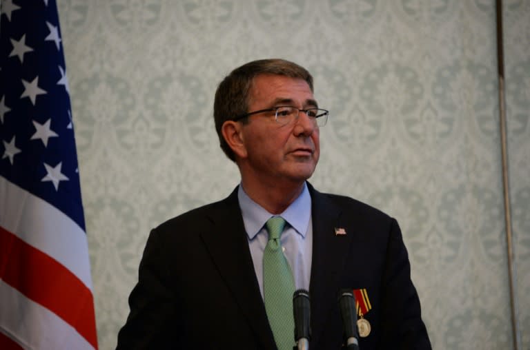 US Defence Secretary Ashton Carter addresses a press conference during a visit to Kabul, on December 9, 2016